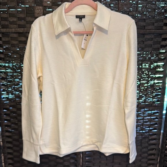Talbots Ivory Ribbed Long Sleeve Top Medium - Picture 1 of 10